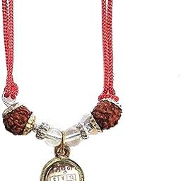 Brown Crystal Mithun Rashi Yantra Kavach Locket with 5 Faced Rudraksha for Men and Women-image-8