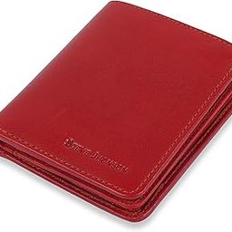 Pure Leather Purse for Men - RFID Protected Wallets - Bi Fold Slim Wallet - Original Men's Wallet for Gift - Pop Up Leather Wallet (Red)-picture-1