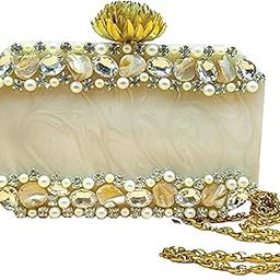 Fashion > Bags & Luggage Handbags & Clutches Clutches Clutch Bag Stone Hand Bag Acrylic Clutches for Women Shoulder Celebrities bag Party Clutch Evening Clutch Marble Purse Floral Rhines Clutch-image-5