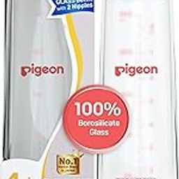 Pigeon Flexible Glass Nursing/Feeding Bottle With Added Nipple M,For 4+ Month Babies,Borosilicate Nursing/Feeding Bottle for Babies,BPA Free,BPS Free,Red,200 ml-picture-3