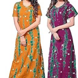 Women's Cotton Printed Nighty Night Gown Maxi Free Size (Pack of 2)(27&32) Multicolour-image-89