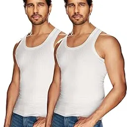 sporto by Macho Men's Pure Cotton Solid Vest White Pack of 2-picture-11