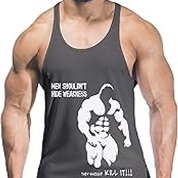 Bodybuilding Tank Top (Men Shouldn't Print) Stringer Vest- Black-image-87