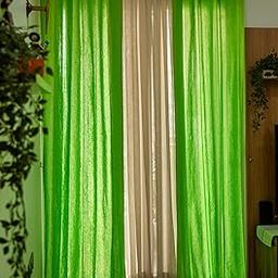 RANGBHAR Handloom Cotton Curtains for Windows, Cotton Curtains 5 Feet Set of 2 with Eyelets, (Solid Green, Window-5 Feet X 4 Feet)-4