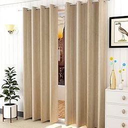 FRESH FROM LOOM Jute Curtains For Door 8 Feet Long | Medium Window Curtain | Yarn Weaved Parda | Modern Parde For Living Room Bedroom | Screens With Eyelet Ring | Hypoallergenic (Beige, 2Pc)(Eyelet;Blackout)-image-62