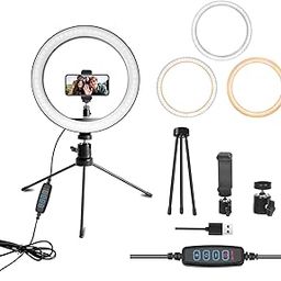 SHSY LVSEZM 10'' Ring Light with Stand, LED Selfie RingLight for Desk- Suitable for Phones and Cameras, for Makeup/Photography/Videos/Vlog/TikTok-image-64
