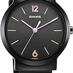 Essentials Black Dial Polyurethane Strap Watch for Women-NS87044NP01-image-46