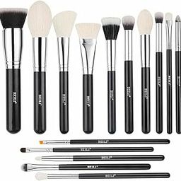 COSLUXE BEILI Professional Makeup Brush Set, Synthetic Kabuki Foundation, Face Powder, Highlighter, Blush, Conceale,r Eye Shadow, Blending, Eyeliner, Pack of 15 (B15-S02) - Black-22