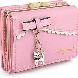 MOCA' Cute Womens Wallet Small Clutch Wallet Hand Purse for Womens Women's Girls Ladies Mini Wallet Clutch Purse 3 Folds Buckle Money Package Card Holder Wallet for Women (Peach)-11