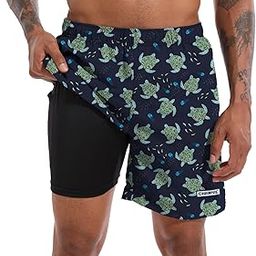Men's Swim Trunks Quick Dry Board Shorts with Compression Liner and Pockets Beach Swimsuit Sports Shorts-image-27