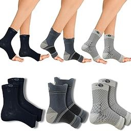 Ecosync Open Toe Bamboo Cotton Neuropathy Compression Socks - Combo Pack of 3 (Black + Charcoal Trio + Speckled White), Moisture-Wicking, Pain Relief, Breathable, Anti-Bacterial, Eco-Friendly, Unisex-image-95