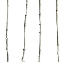 Sterling Silver Beaded Anklet with Twin Bell Charms, Satellite Chain Design-picture-35