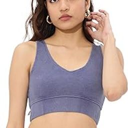 Solids: Women and Girls Sleeveless V Neck Slim Fit Cotton Blend Bralette Top-picture-24