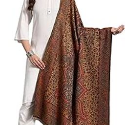 Women's Jamawar Design Stylish Shawl, Faux Pashmina, Warm and Soft Winter Kullu Shawl, Kashmiri Wool Shawl Wraps-image-47