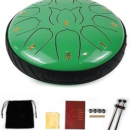 Essenza 11 Notes 6 Inch Mint Green Alloy Steel Tongue Drum - Perfect Percussion Musical Instrument for Kids and Adults - Handpan Drum for Meditation, Yoga - Includes Mallets, Finger Picks & Travel Bag-image-5