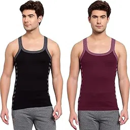 sporto Men's Cotton Solid Multcolor Scoop Neck Sleeveless Gym Vest - Pack of 2 (812)-picture-36