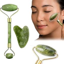 Certixo Facial Massager Jade Roller & Gua Sha Tool Natural Himalayan Stone for Face Neck Healing Skin Wrinkles & Serum Application-image-81