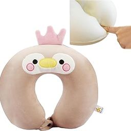 Orka Kids Travel Pillow, Embroidery Memory Foam U Neck Pillow, U-Shaped Airplane Car Flight Head Neck Support Pillow for Adults Toddler Children,Boys,Girls (Light Pink)-image-58
