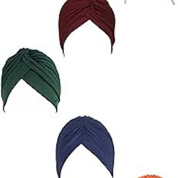 Solid Pleated Polyester Soft Stretchable Pre-Tied Twist Knot Bonnet Turban Headwear Sleeping Cap for Women Pack of � 5-image-31