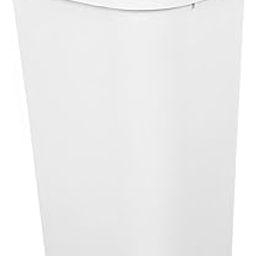 Sterilite 11.3 Gallon D Shape Flat Side Lift Top Lid Wastebasket Trash Can for Kitchen, Home Office, and Garage, or Workspace, White-image-4