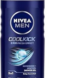 NIVEA Men Body Wash, Cool Kick with Refreshing Icy Menthol, Shower Gel for Body, Face & Hair, 250 ml-55