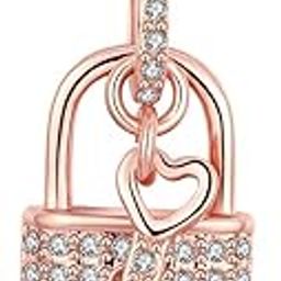 Rose Gold Plated Lock and Key Pendant with Chain for Women-image-33