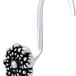 Pure 925 Sterling Silver Round Oxidised Nose Pin For Womens-image-65
