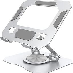 LDG WARE Aluminium Tablet Stand Holder with 360° Rotating Base | Foldable Adjustable Stand for Phone,Ipad, Samsung Galaxy Tab, Lenovo Pad | Portable Desk Stand for Office,Home,Car,Bed,Desk-Silver-image-2