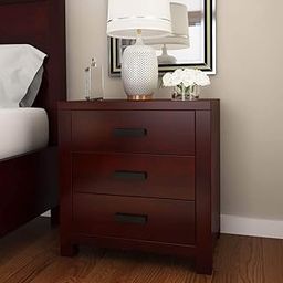 WOODSTAGE Sheesham Wood Bedside with 3 Drawer Storage End Table Wooden Night Stand Accent Table for Bedroom Living Room Home (Rustic Finish)-27