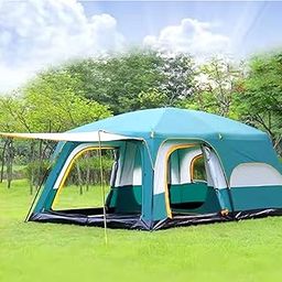 Horianzo Polyester 3-12 Person Camping Tent for Adults Waterproof Outdoor Dome Camping Tent for Travel Picnic Hiking Trekking Portable Big Dome Tent Tent for Camping (Green, S-330 * 210 * 185cm)-image-6