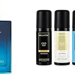 Bella Vita Luxury Skai Aquatic Unisex Eau De Cologne Unisex Body Parfum Spray Deo Travel Pack Of 4 X 50Ml With Lemon Blackcurrant Lavender & Bergamot No Gas Long Lasting Fragrance Deodorant-21