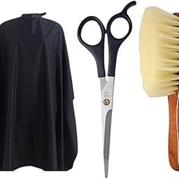 Sharp Stainless Steel Professional Scissors for Hair Cutting & Haircut Capes/Aprons Salon & Parlor Hair Duster Brush Wooden Powder Cleaning (Set of 3)-image-50