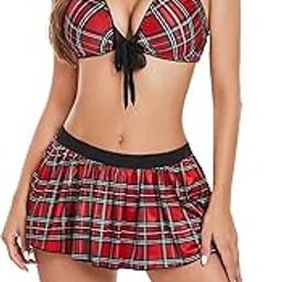 Women's Checkered Schoolgirl Roleplay Padded Babydoll Set-image-97