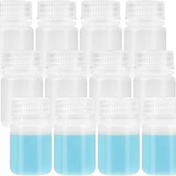 JIBENGAO 12 Pcs 1oz Plastic Sample Bottles, 30ML Plastic Bottles with Caps Wide Mouth Lab Reagent Bottles Small Pill Bottles Sealed Leak-proof Multipurpose for Laboratory, Travel, at Home-1
