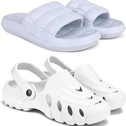Combo Pack of 2 Slipper/Flip Flops/Slides/Clogs/Sandals with Adjustable Back Strap for Men (Box,Cl-100)-13
