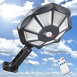 EVVIX Solar Lights Outdoor, 168LED 6500K Flood Light Dusk to Dawn, 8 Sides Parking Lot Lights with Motion Sensor, IP66 Waterproof Solar Powered Outdoor Lights for Yard, Pools(1 Pack)-image-21