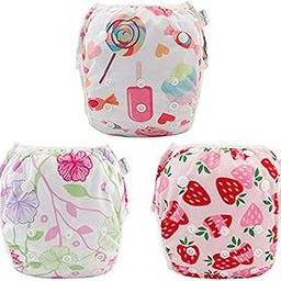 Babygoal Baby & Toddler Girl and Boy Swim Diapers, Reusable Adjustable Washable One Size Fits 6M-3T Gifts and Swimming Lessons 3 Pack 3ZSD04-IN-image-65