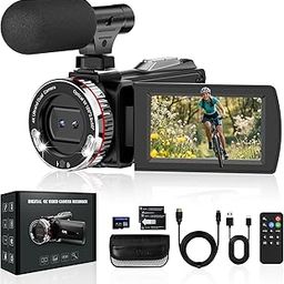 4K 60FPS Video Camera Camcorder with HDMI cable, 48MP Vlogging Camera for YouTube, 21X Zoom Digital Camera, Dual Lens Camera Recorder, Rotatable Screen Video Recorder with Mic, 2 Batteries &64GB Card-6