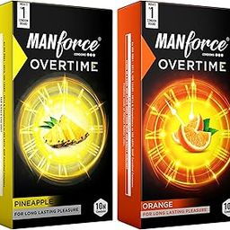 Manforce Overtime Combo | 20 pcs | Orange & Pineapple Flavoured | Dotted, Contoured & Ribbed Condoms | For Long-Lasting Pleasure Of Both | India’s No. 1* Condom Brand for Safe Sex-66