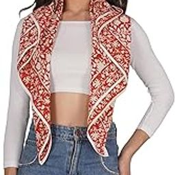 Red Floral handblock Print Pure Cotton Scarf 40″x 40″ Inches, Handblock Printed Pure Cotton-7