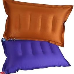 Shivam CART Pack of 2 Soft Cotton Inflatable Double Color Travel Pillow (Get Color as per Available Randomly)-0