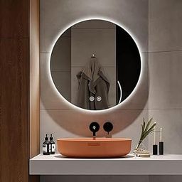 Artessa Minimal Backlit Round LED Mirror with Defogger, Dimmer-Option, 3-Colour LED for Bathroom (60 x 60 CM)-24