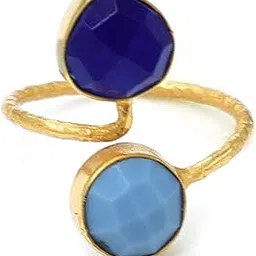 dua Blue Jade & Blue Opal Round Heart Ring | Adjustable Gemstone Jewelry-picture-8
