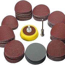 DIY Crafts Pack Of 175 Pcs + Backer Pad, Silver/Brawn, Hook & Loop, 25mm 1"inch Sandpaper Disc Hook And Loop Sanding Sander Shank + Pad (Pack Of 175 Pcs + Backer Pad, Silver/Brawn, Hook & Loop)-image-50