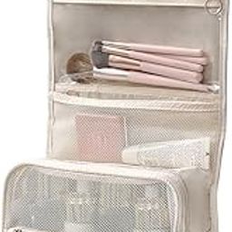 Toiletry Bag for Travel Nylon Toiletry Kit Cosmetic Makeup Pouch Organizer Foldable Multifunction Bag for Brush/Shaving Kit/Medicine for Men & Women Waterproof (Beige)15 cms-image-62