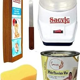 Sacvic Wax Heater Machine, Full Body Milk Chocolate Wax (550 g), Waxing Strips (Big Size 70 Strips), Wax Applicator Knife and Cleansing Sponge Hair Removal Waxing Kit Combo Set for women-image-83