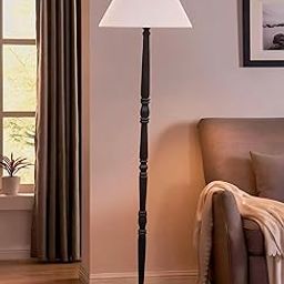 After Hours Corporation Classic Floor Wooden Lamp For Living Room, Bedroom, And Office, Brown Best Room Decor Color (Taper Shade Black Standincandescent)-image-109