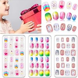 MAYCREATE® 72pcs Kids Press-On Gel Nails Cute Cartoon False Nail Press on Fake Nails Full Cover Press On False Nails for Girls Party Favor Gift Press-on Nail for Girls-39