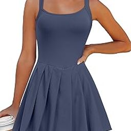Women's Tennis Athletic Pleated Summer Mini Dress 2025 Golf Workout Build in Shorts Casual Romper Short Sundress-image-16