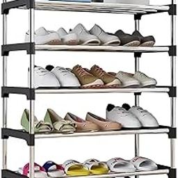 Humongous Stainless Steel Stackable Shoe Rack, Shoe Storage Shelf Organizer, Ideal For Entryway, Living Room, Hallway (5 Tier Shoe Rack)-image-90